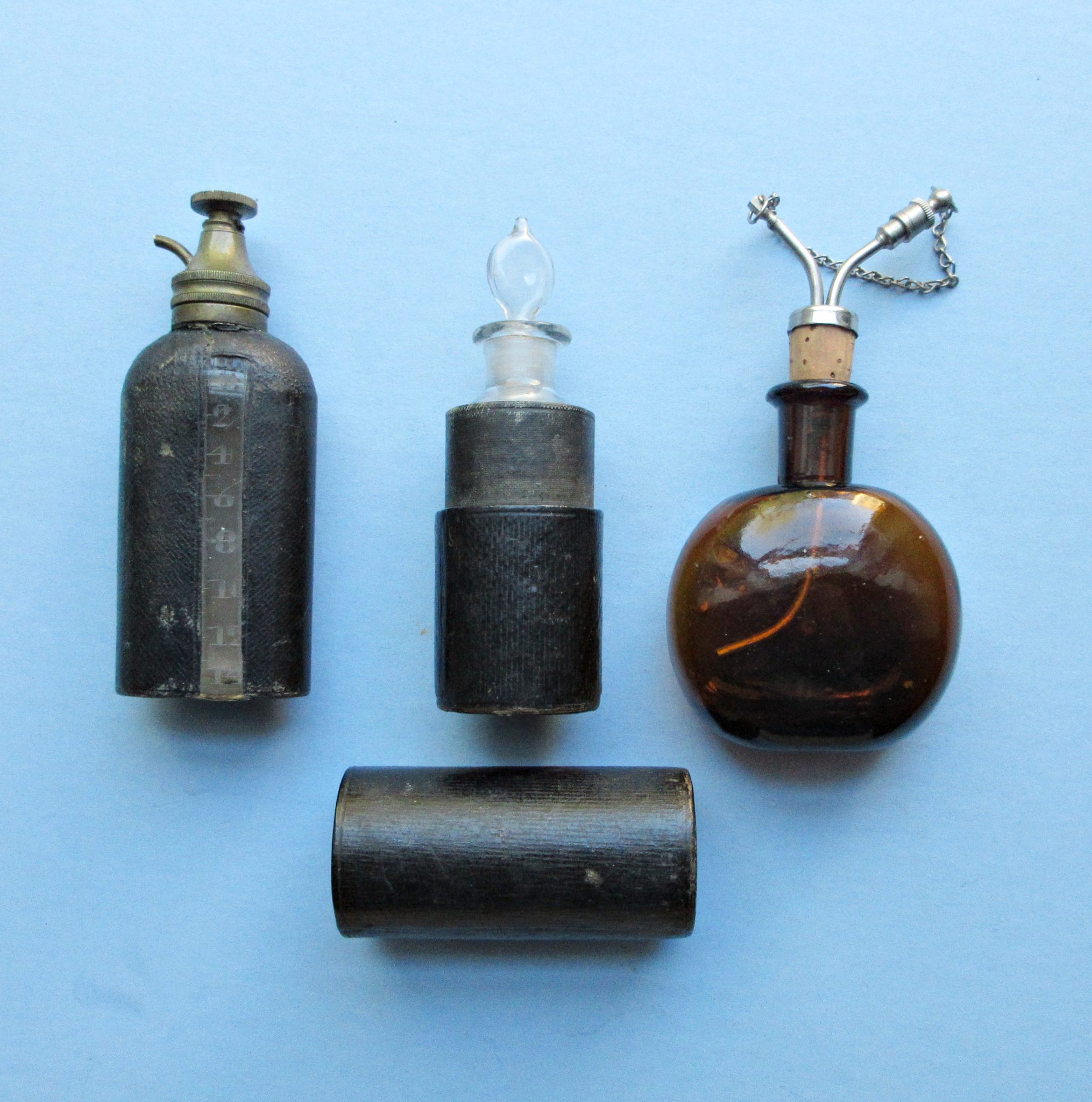 Three Victorian Anesthesia Dripping Bottles
